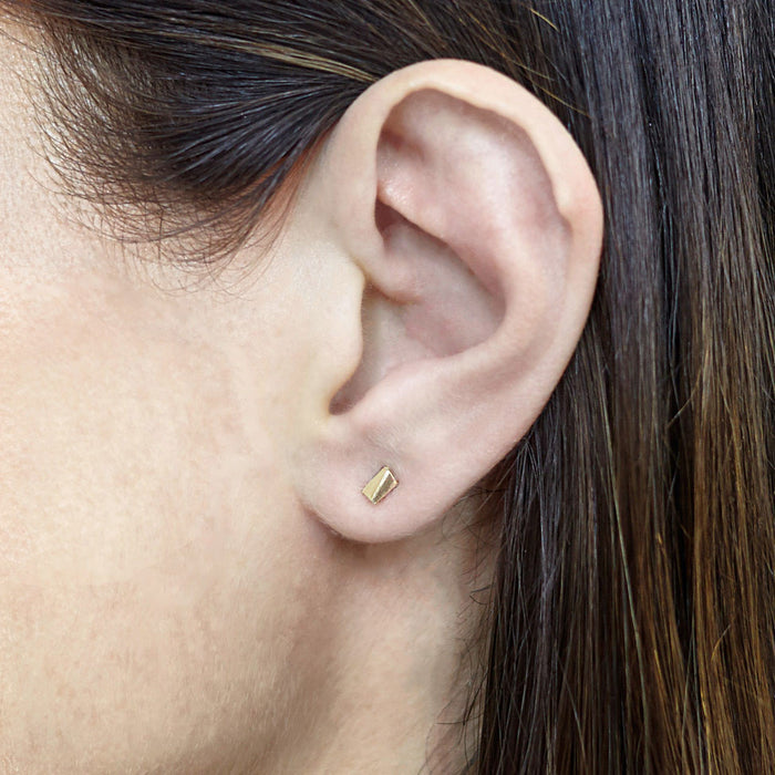 handmade 14K gold multi facet earrings
