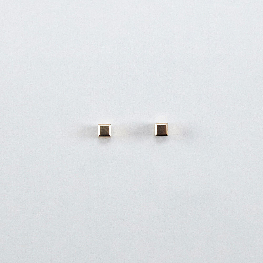 cube studs in 14K gold