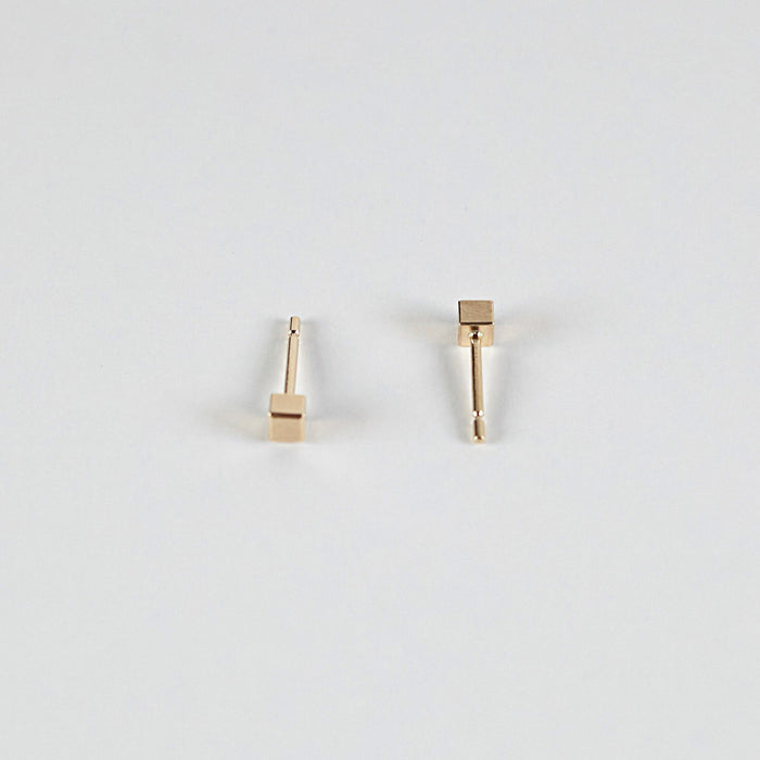 Gold cube stud earrings Clearance