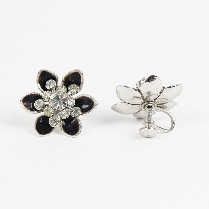 flower mid century enamel earrings Coro