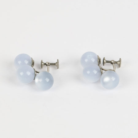 vintage mid century lucite blue pearl earrings