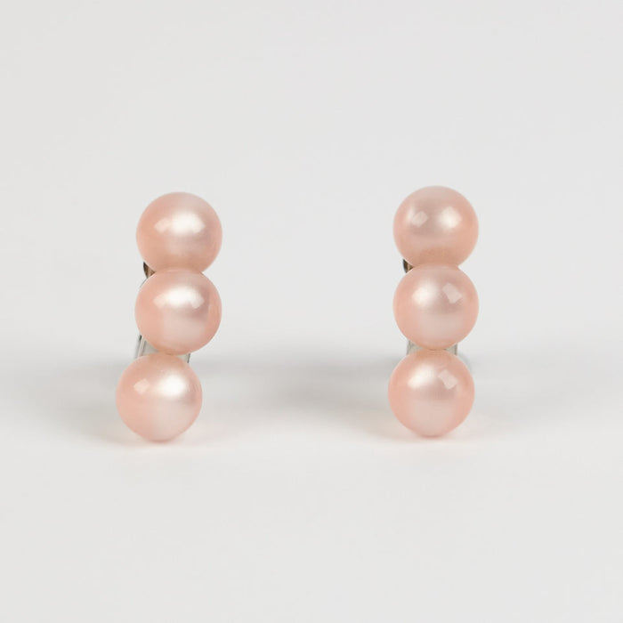 vintage mid century lucite pale pink pearl earrings