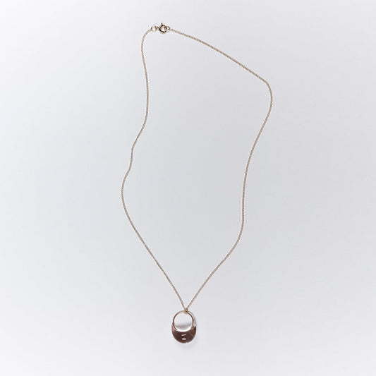 Half moon in light pink glass necklace